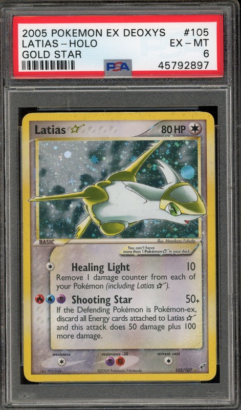 Pokemon Latias Gold Star EX Deoxys Holo Ultra Rare #105 PSA 6