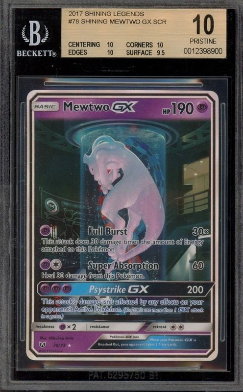 Pokemon Mewtwo GX Shining Legends Secret Rare #78 BGS 10 Pristine
