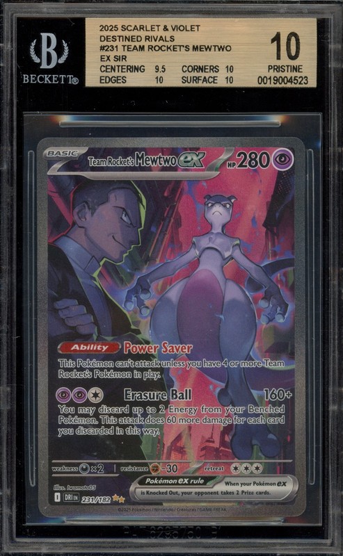 Pokemon Team Rocket's Mewtwo ex Destined Rivals SIR #231 BGS 10 Pristine