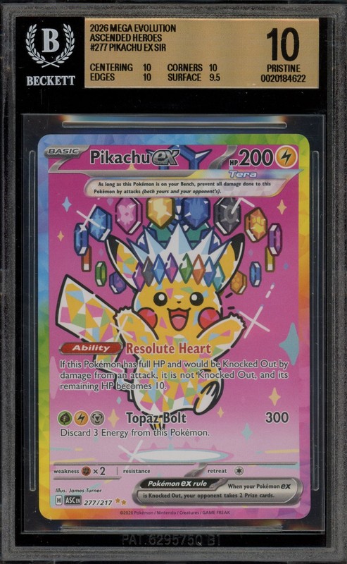 Pokemon Pikachu ex Ascended Heroes Special Illustration Rare #277 BGS 10