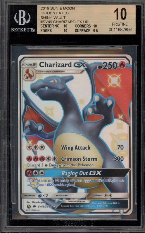 Pokemon Charizard GX Hidden Fates Full Art #SV49 BGS 10 Pristine