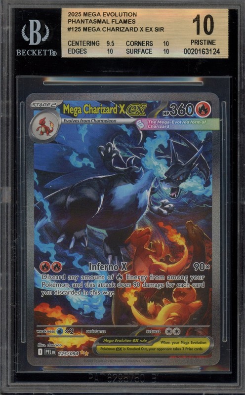 Pokemon Mega Charizard X ex Phantasmal Flames SIR #125 BGS 10 Pristine