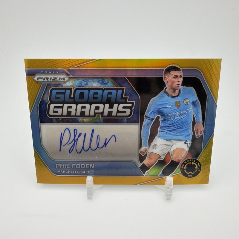 2025 Prizm FIFA Club World Cup Phil Foden Global Graphs Auto Gold #/3 Man City