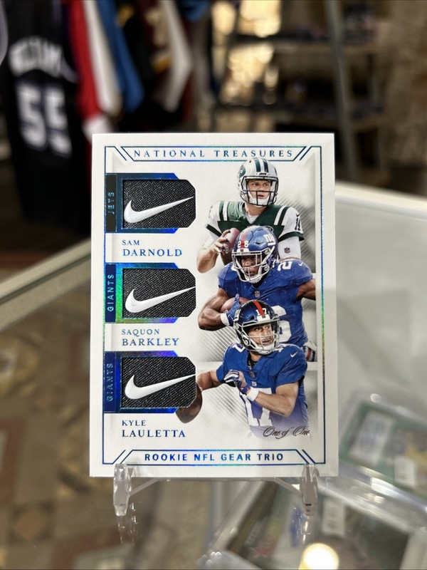 2018 National Treasures Saquon Barkley Sam Darnold Rookie Nike Patch True 1/1!!!