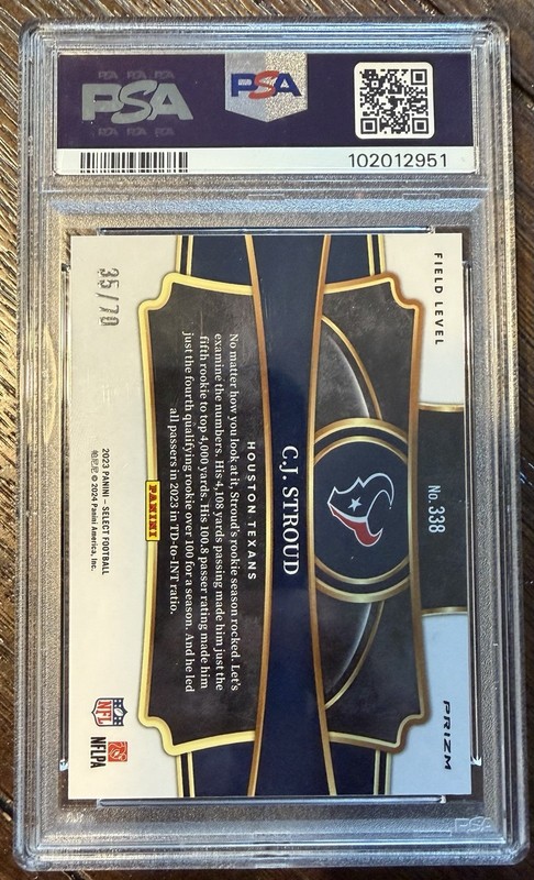 Panini 2023 Select Field Level C.J. Stroud #338 Dragon Scale Prizm /70 RC PSA 9 view 2