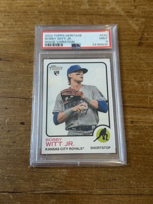 2022 Topps Heritage Bobby Witt Jr 520 Image Variation PSA 9