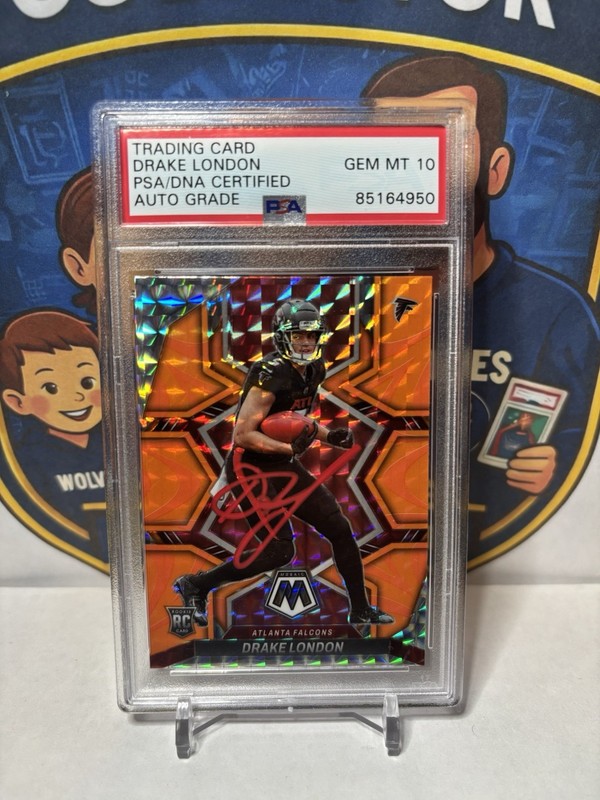 2022 Mosaic Drake London RC Orange On Card Auto PSA/DNA Auto 10 Falcons Pop 1!
