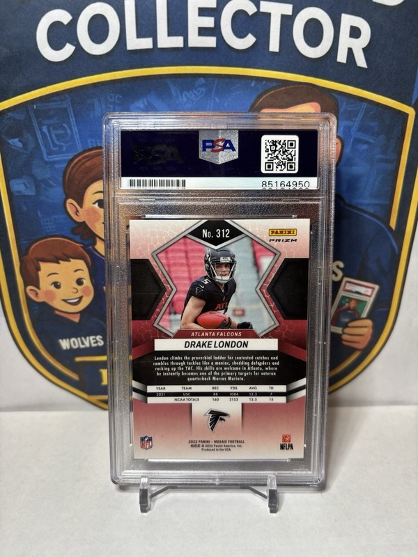 2022 Mosaic Drake London RC Orange On Card Auto PSA/DNA Auto 10 Falcons Pop 1! view 2