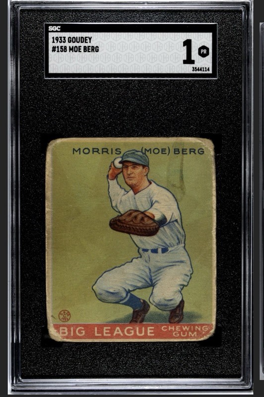 1933 Goudey Set Break Moe Berg #158 SGC 1 Senators White Sox Red Sox