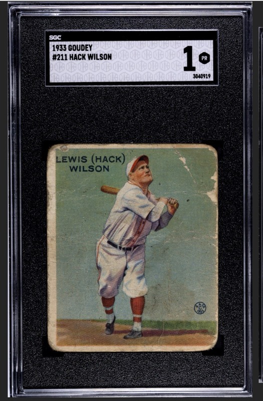 1933 Goudey Set Break Hack Wilson #211 SGC 1 HOF Giants Chicago Cubs Dodgers
