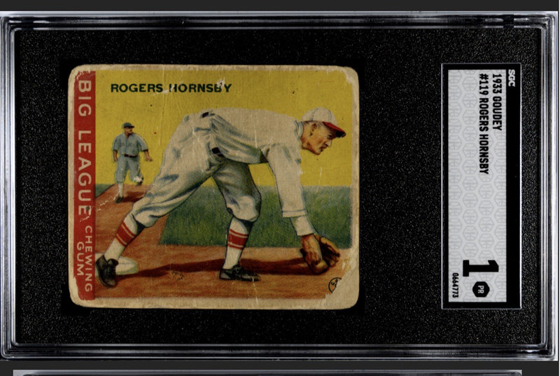 1933 Goudey Set Break Rogers Hornsby #119 SGC 1 HOF Giants Cubs Cardinals Braves