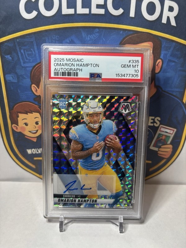 2025 Mosaic Omarion Hampton Rookie Auto PSA 10 Gem Mint Chargers RC Autograph
