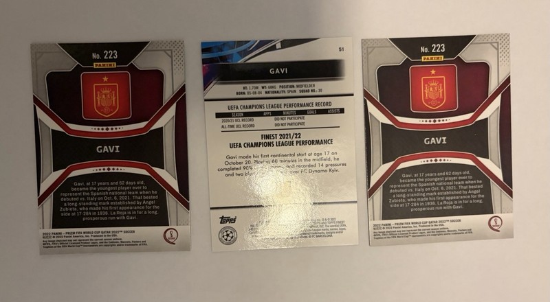 Gavi Rookie Card Lot (3) Topps Finest - Panini Prizm - RC Soccer Cards view 2
