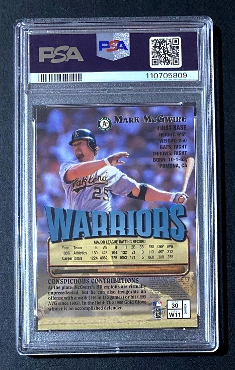 TOPPS FINEST PSA - Mark McGwire Oakland A's - Warriors - PSA 8 Nm-Mint view 2