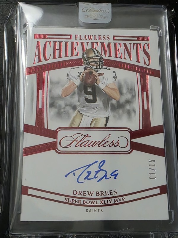 2024 Flawless DREW BREES Achievements Auto Ruby FOTL 1/15 Encased - Saints HOF🔥