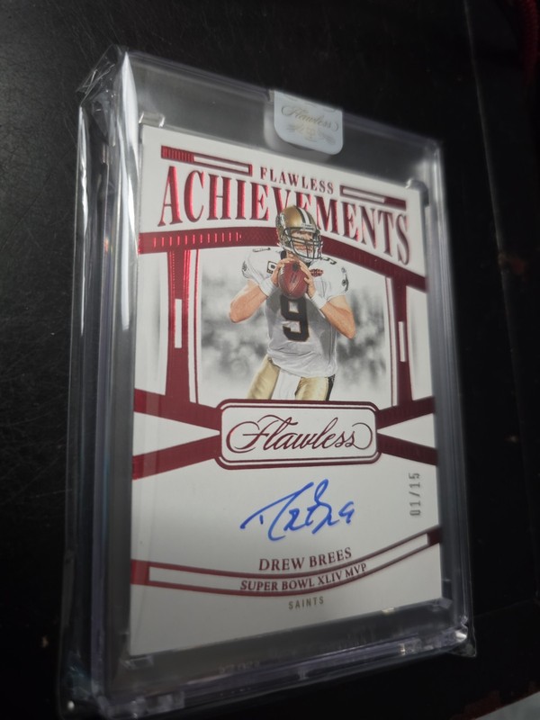 2024 Flawless DREW BREES Achievements Auto Ruby FOTL 1/15 Encased - Saints HOF🔥 view 2