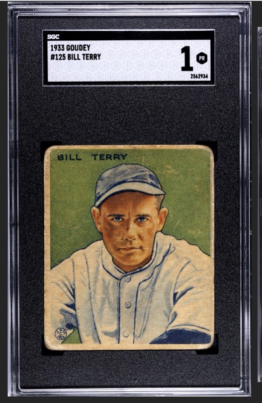 1933 Goudey Set Break Bill Terry #125 SGC 1 HOF New York Giants