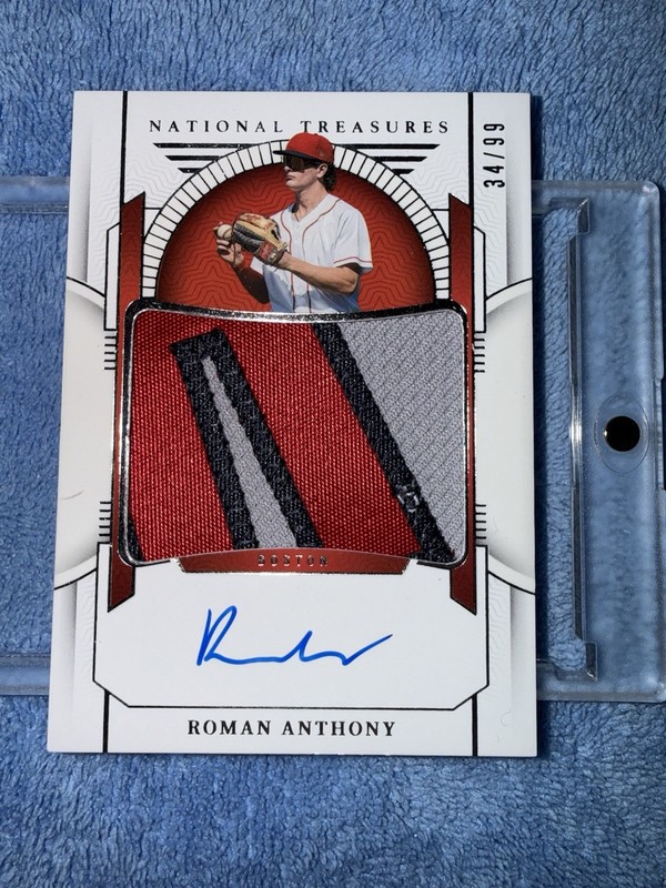 🔥 2024 National Treasures Roman Anthony 3 Color Patch/Auto  /99  Red Sox WOW!