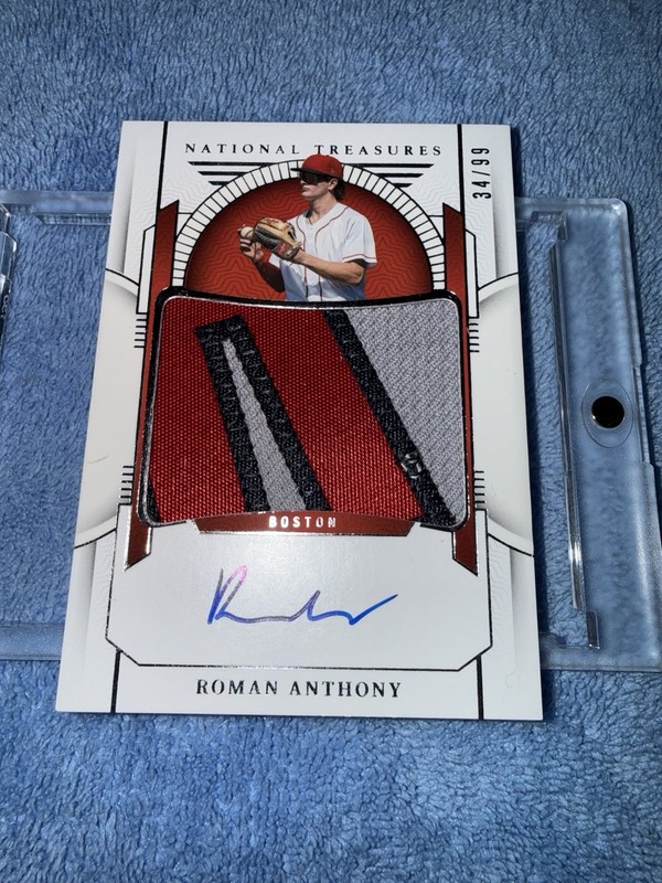🔥 2024 National Treasures Roman Anthony 3 Color Patch/Auto  /99  Red Sox WOW! view 2