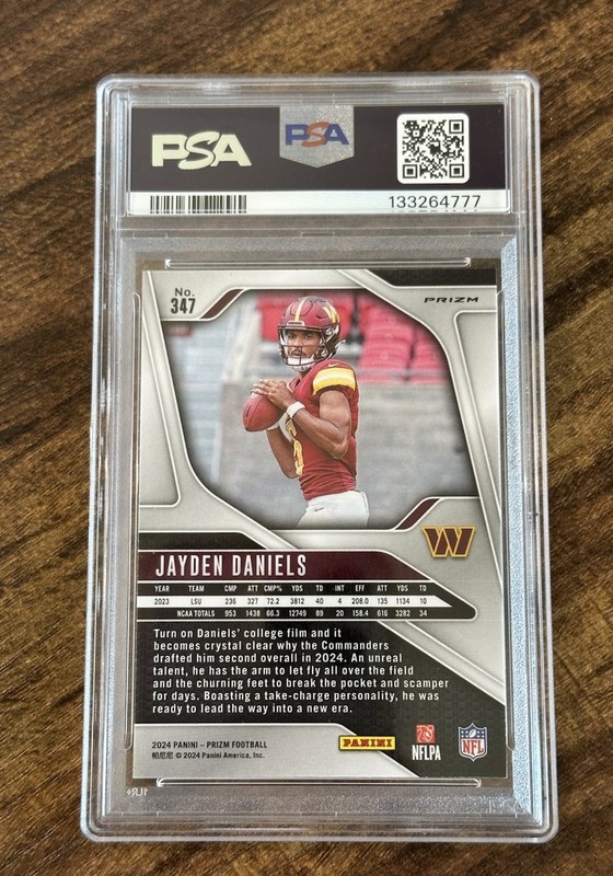 2024 Prizm Jayden Daniels #347 Lazer Prizm Rookie PSA 10  view 2
