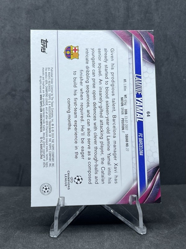 2023-24 Topps UCC #64 LAMINE YAMAL RC Rookie Base Card FC Barcelona view 2