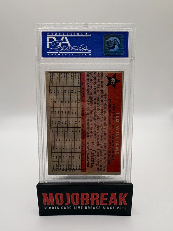 1958 Topps Ted Williams #485 All Star PSA 6 view 2