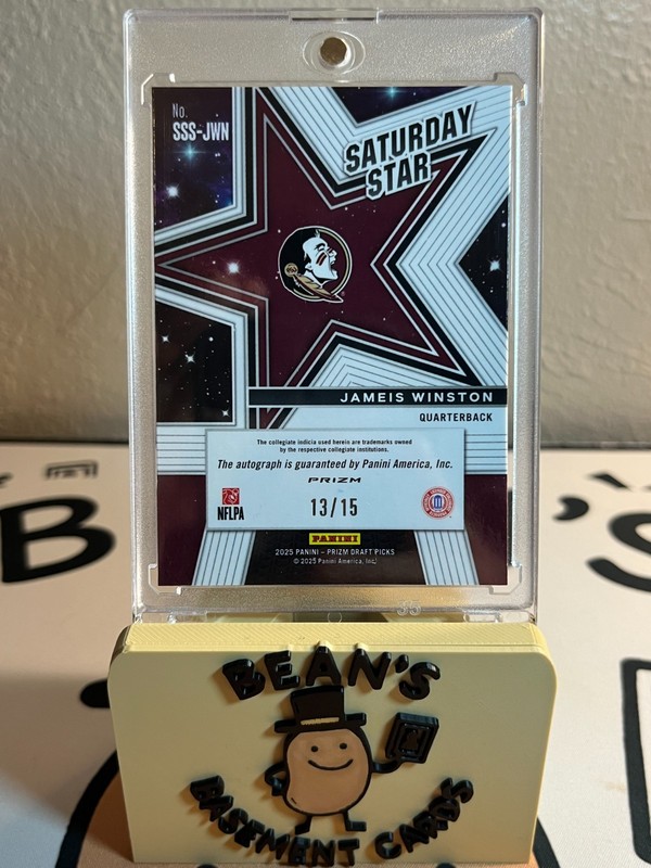2025 Prizm Draft Jameis Winston Saturday Star Gold Shimmer Auto /15 view 2
