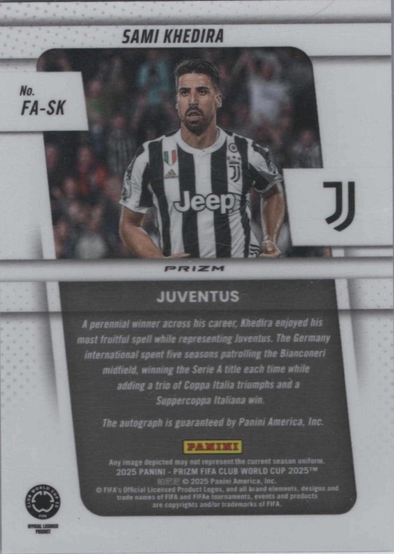 Panini 2025 Prizm FIFA Club World Cup Sami Khedira Juventus #FA-SK Auto view 2