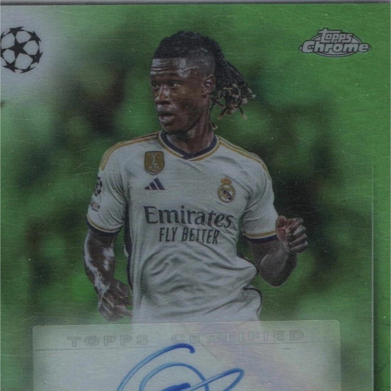 Topps Chrome UEFA Camavinga Real Madrid Neon Green /99 #CA-EC Auto view 1