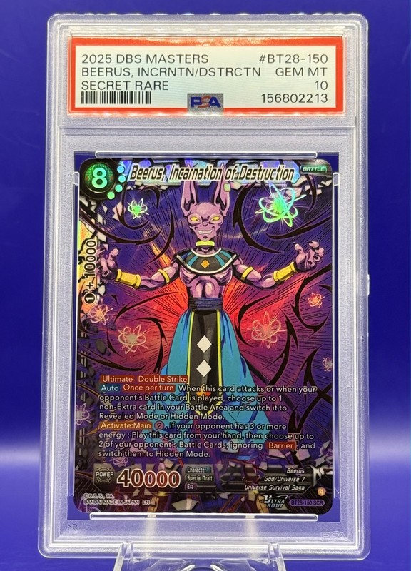 Dragon Ball Super SCR BT28-150 Beerus Incarnation of Destruction PSA 10 Gem Mint