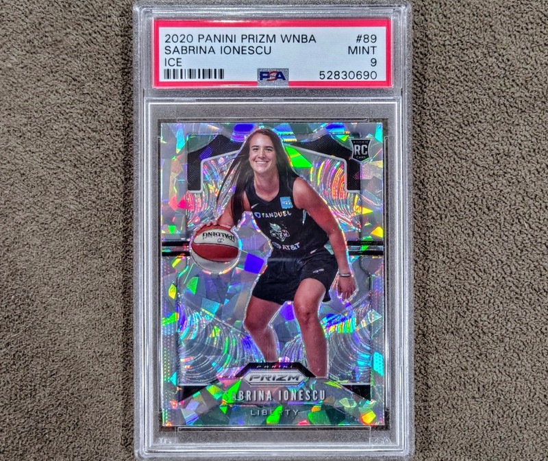 2020 Sabrina Ionescu PSA 9 Cracked Ice Prizm Rookie Panini Prizm WNBA 89 RC Mint