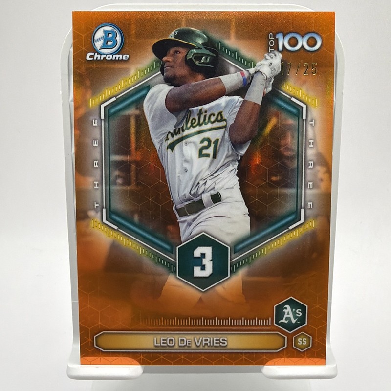 2026 Bowman Chrome Leo De Vries Top 100 Orange Refractor 17/25 #BTP-3