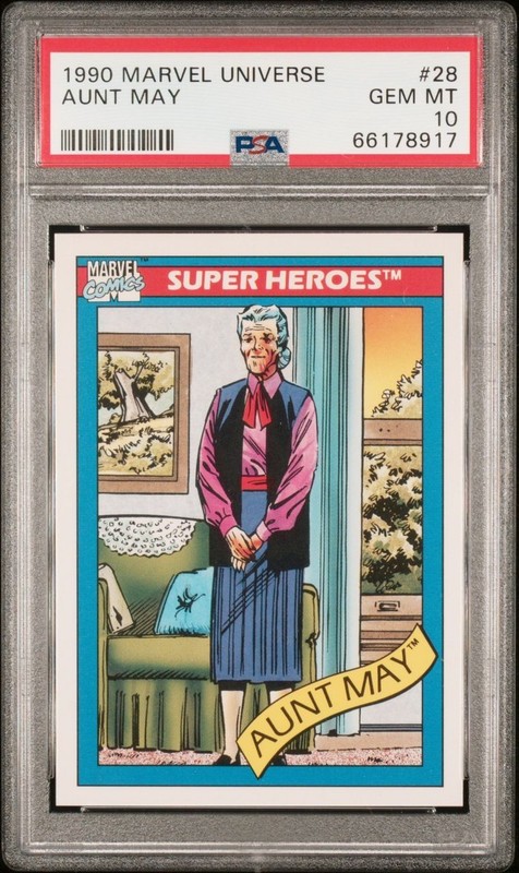 1990 Impel Marvel Universe Card # 28 Aunt May PSA 10 GEM MINT
