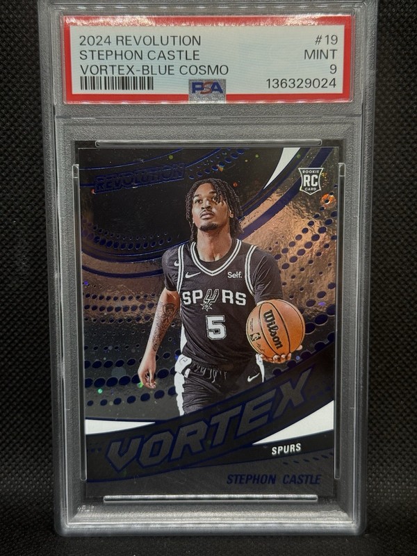 2024-25 Panini Revolution - Vortex Stephon Castle Blue Cosmo /285 (RC) PSA 9