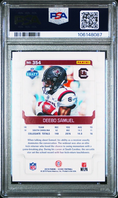 2019 Score Football Deebo Samuel Rookie Graded PSA 10 Gem Mint #354 Low Pop view 2