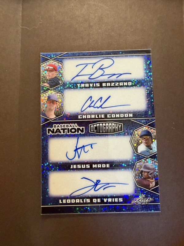 2025 Leaf Baseball Octography Autos Bazzana, Condon, Made, De Vries, Griffin 1/1