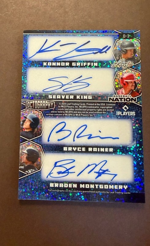 2025 Leaf Baseball Octography Autos Bazzana, Condon, Made, De Vries, Griffin 1/1 view 2