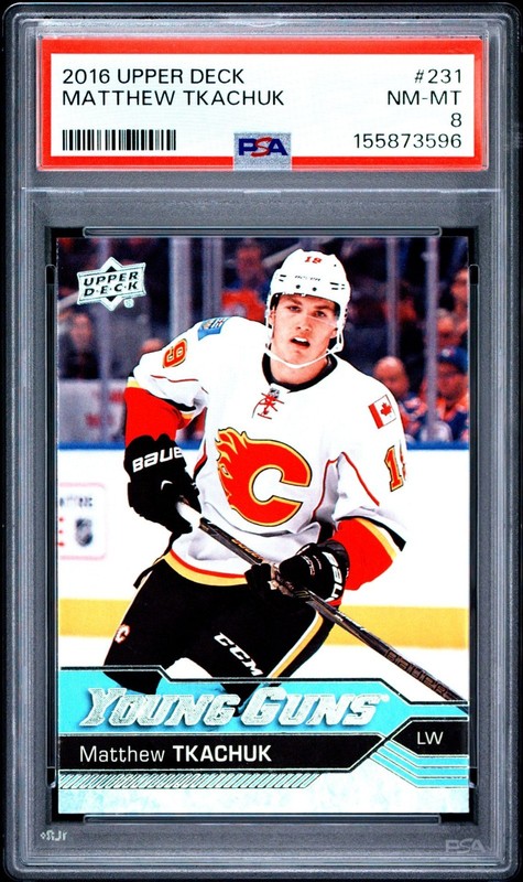 Matthew Tkachuk Young Guns RC 2016-17 Upper Deck PSA 8