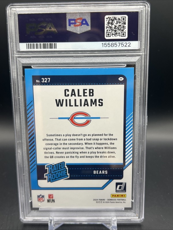 2024 Donruss Caleb Williams Rookie PSA 10 view 2