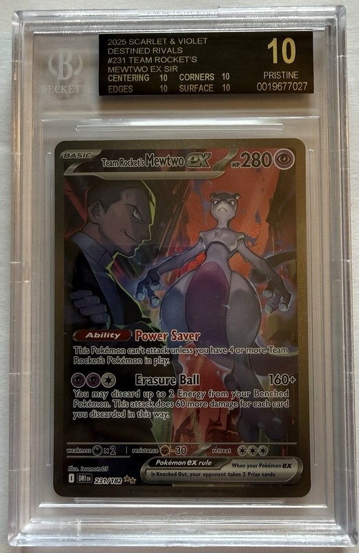 2025 Pokemon S&V Destined Rivals Team Rocket's Mewtwo ex #231 BGS 10 BLACK LABEL