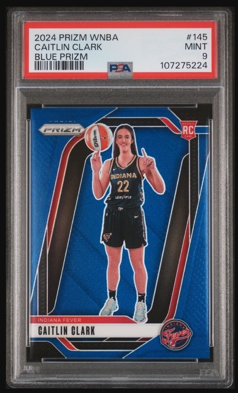 2024 Prizm WNBA 145 Caitlin Clark Rookie Card TRUE BLUE /199 COLOR MATCH! PSA 9
