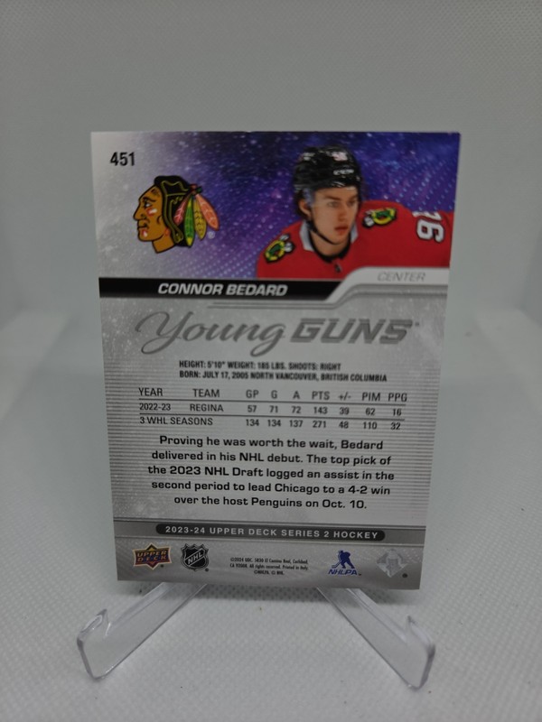 2023-24 Upper Deck Series 2 - Young Guns Connor Bedard #451 (RC) view 2