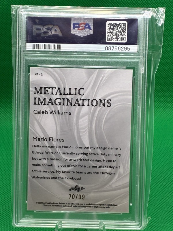 2024 LEAF METALLIC IMAGINATIONS CALEB WILLIAMS METALLIC IMAGINATIONS-GOLD PSA 10 view 2