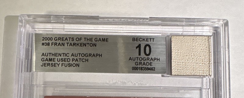 Fleer 2000 Greats of the Game Fran Tarkenton #38 Auto Game Used Patch BGS view 2