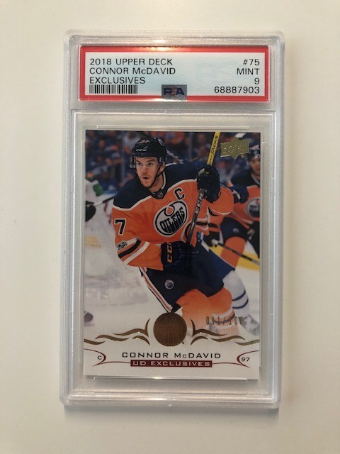 Connor McDavid 2018-19 Upper Deck #75 Exclusives /100 OILERS MVP PSA 9
