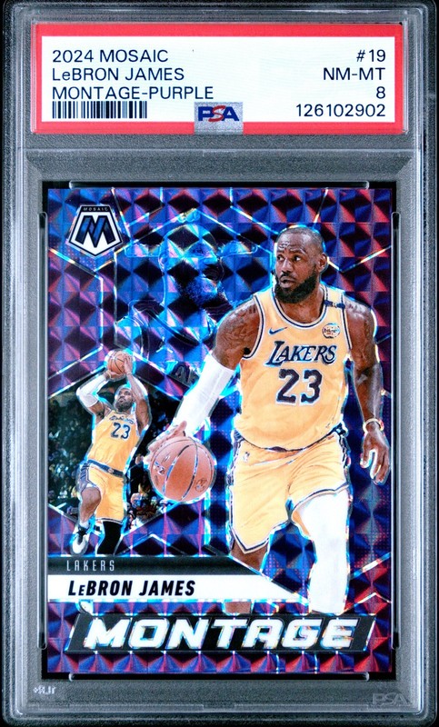 2024-25 Panini Mosaic #19 LeBron James Montage Mosaic Purple PSA 8 #/99