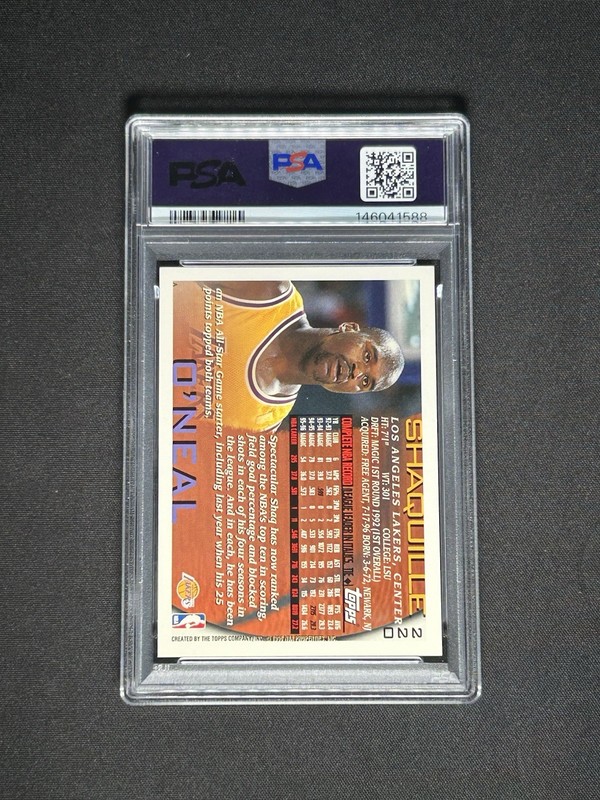 1996 Topps Shaquille O'neal #220 - PSA 8 view 2