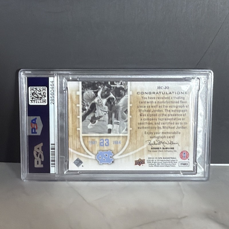 2012-13 SP Authentic Home Court Signatures Michael Jordan HOF AUTO PSA 9 #HC-JO view 2