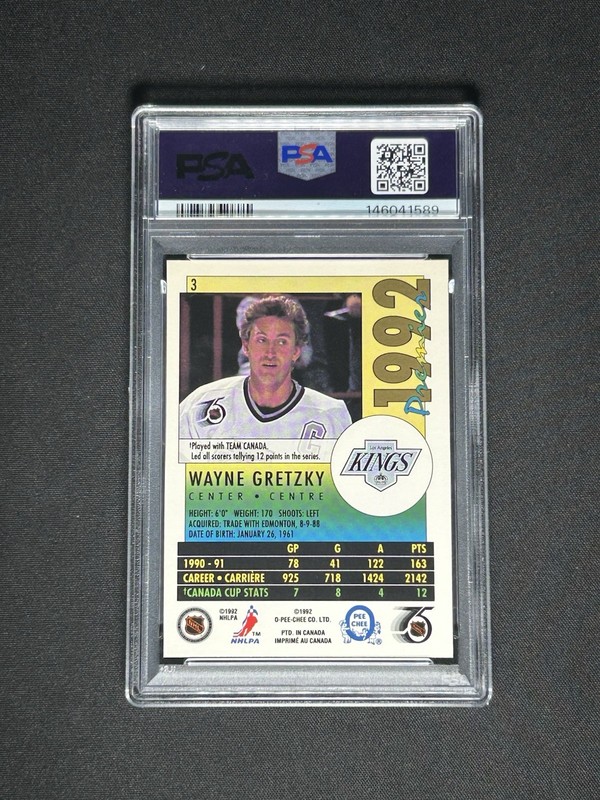 1991 O-PEE-CHEE PREMIER #3 WAYNE GRETZKY LA KINGS PSA 8 view 2
