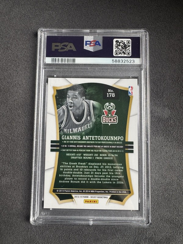 2013-14 Panini Select - Giannis Antetokounmpo #178 (RC) PSA 9 view 2